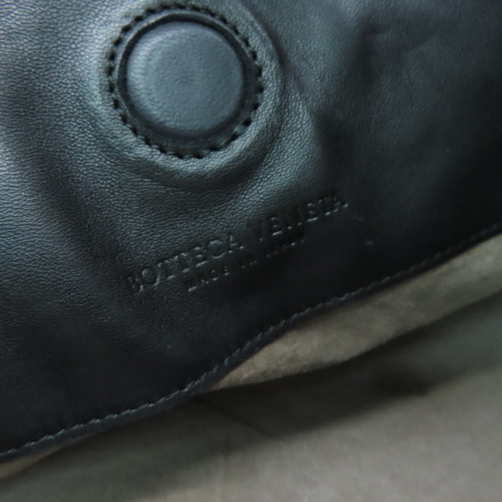 BOTTEGA VENETA Sheepskin Leather Shoulder Bag Black Buckle Black