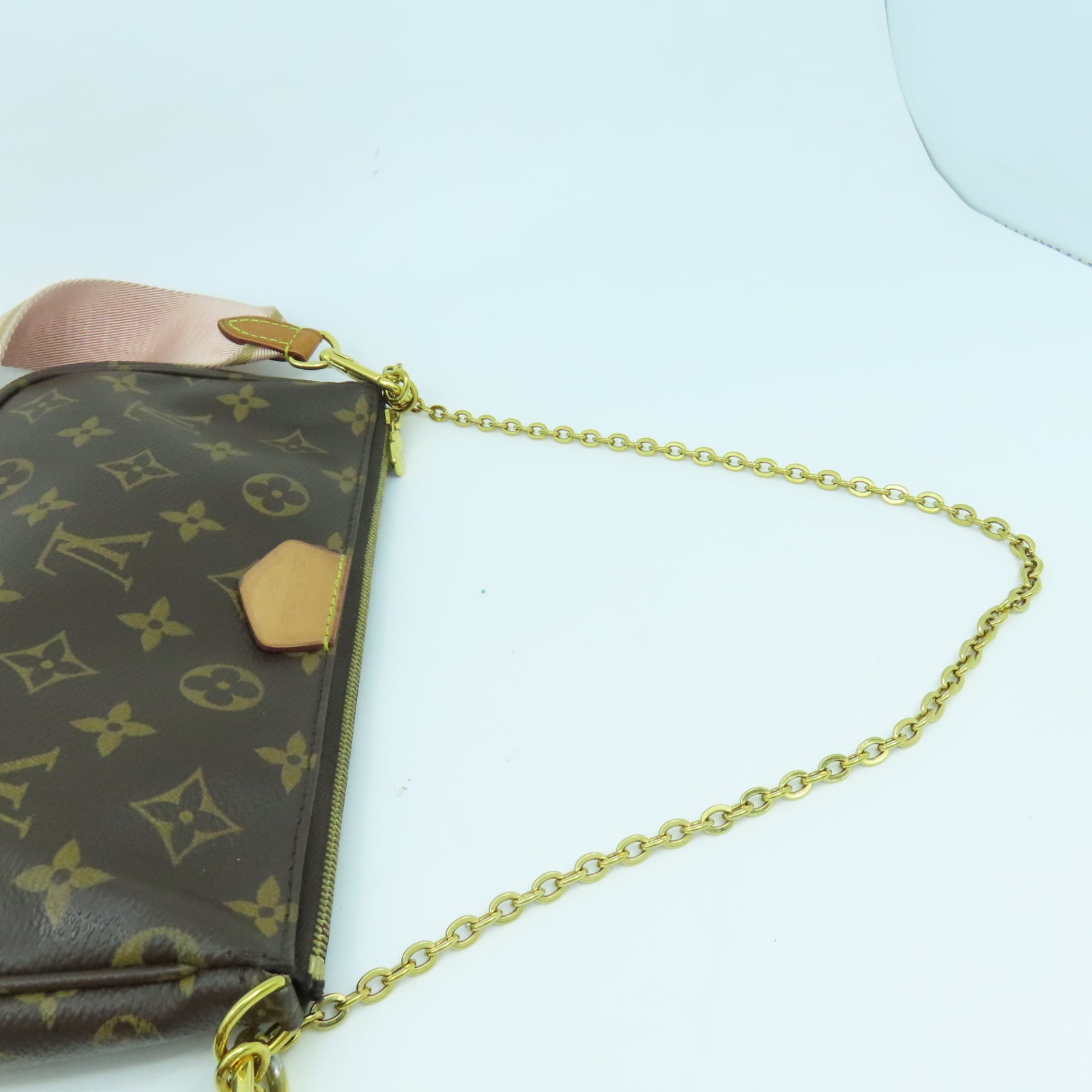 LOUIS VUITTON Monogram Multipochette Accessories金扣手挽肩背兩用袋啡色