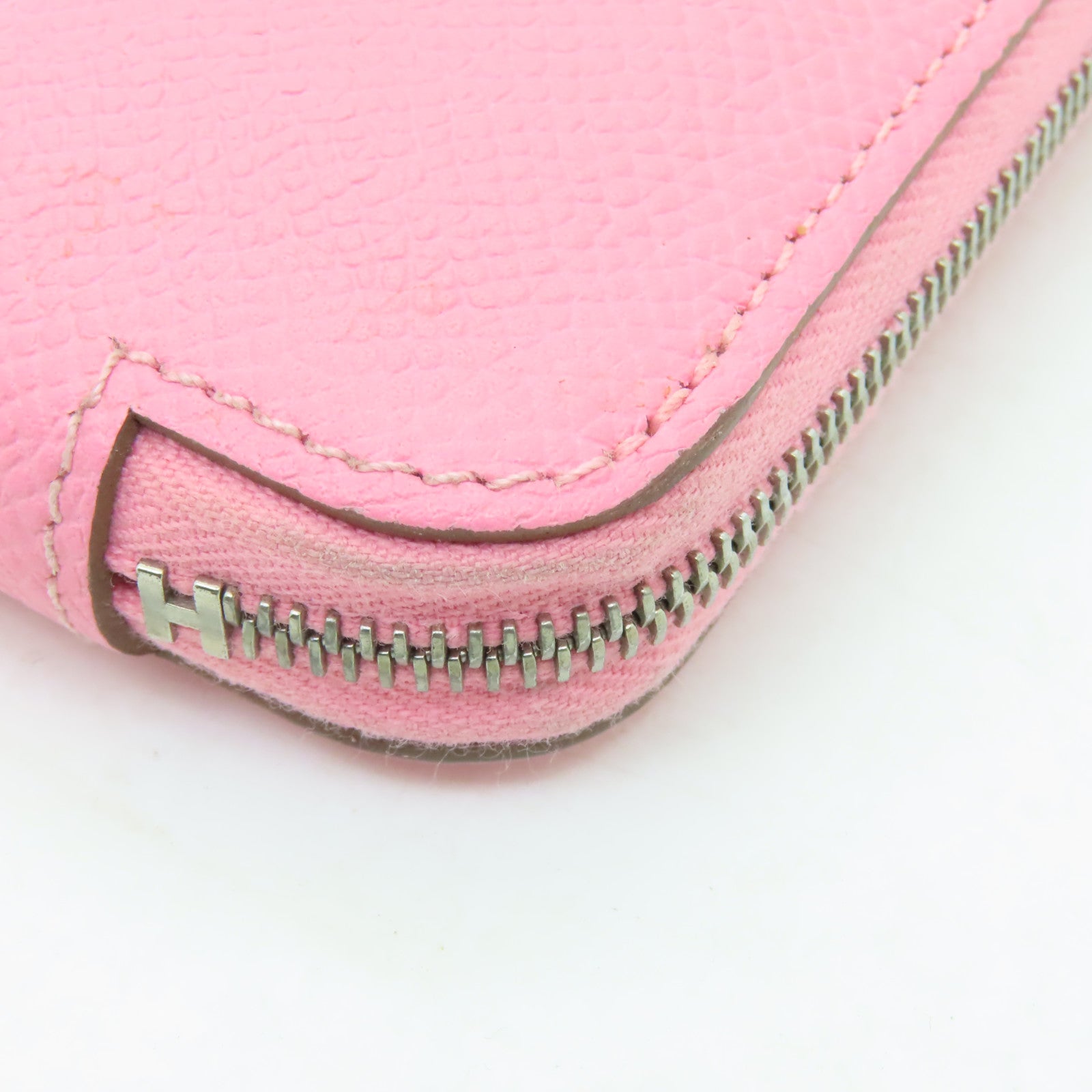 HERMES Epsom皮革Compact Wallet銀扣錢包Rose Sakura粉紅色