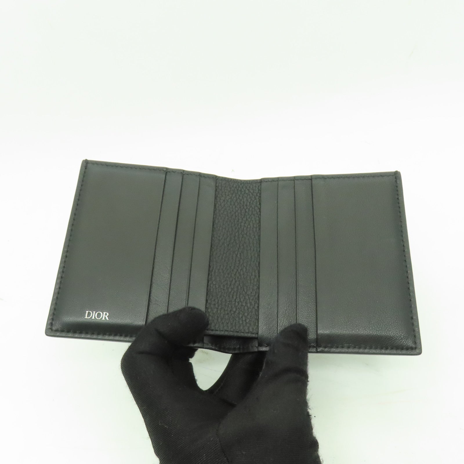 Dior 牛皮皮革Wallet銀扣錢包黒色