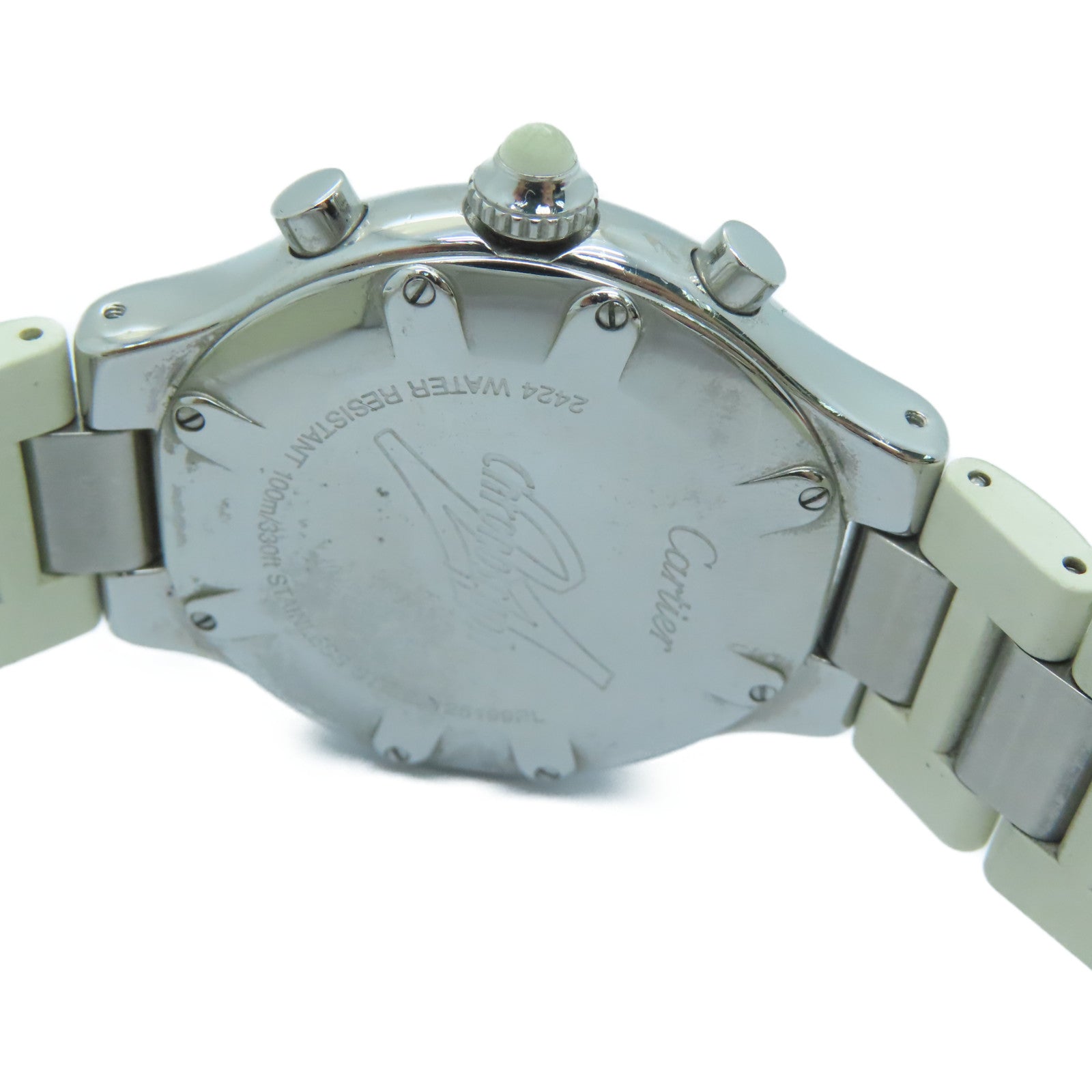 CARTIER 不锈钢/橡胶带手表石英机芯白色