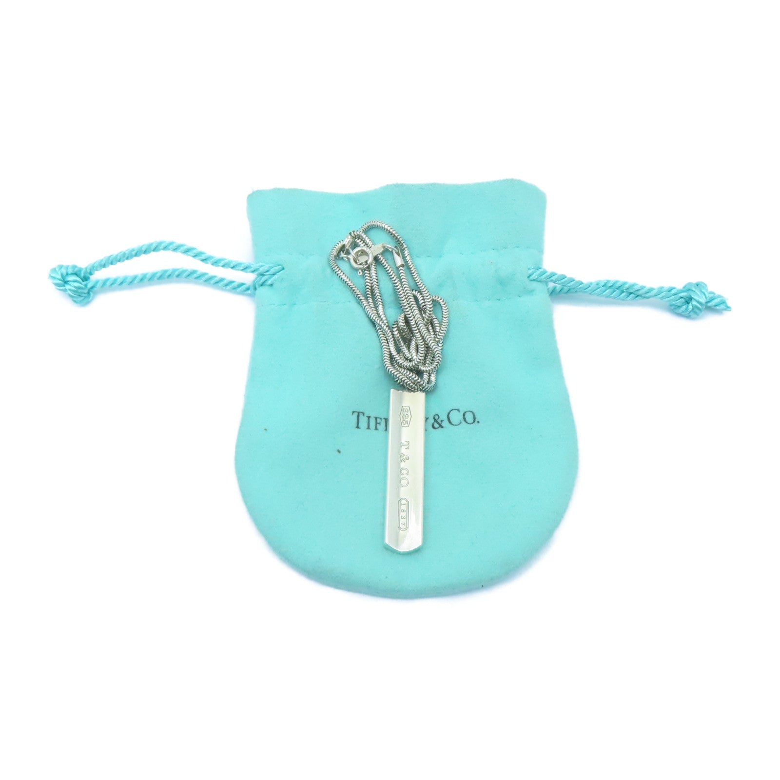 TIFFANY＆CO 925純銀1837 Bar Necklace項鍊銀色