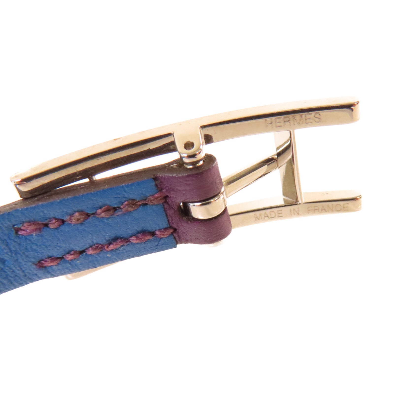 HERMES Swift皮革Behapi XS Bracelet銀扣手鏈紫色/藍色