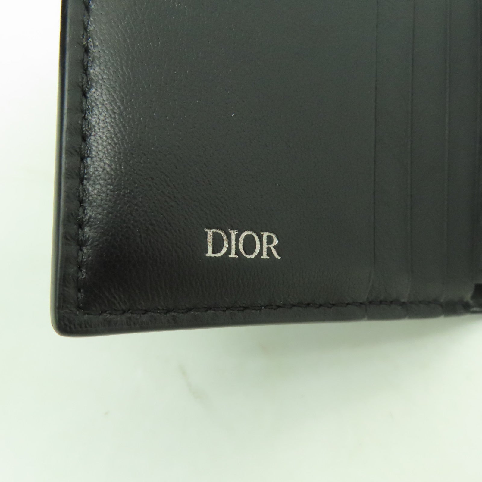 Dior 牛皮皮革Wallet銀扣錢包黒色