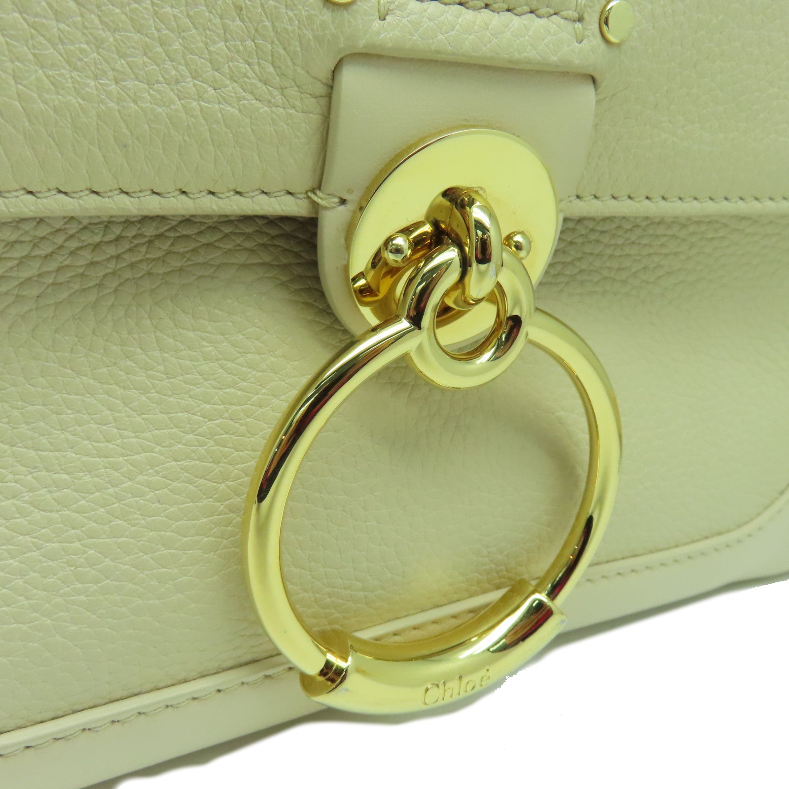 Chloe 牛皮皮革Mini Tess Day Bag金扣手挽肩背兩用袋米色