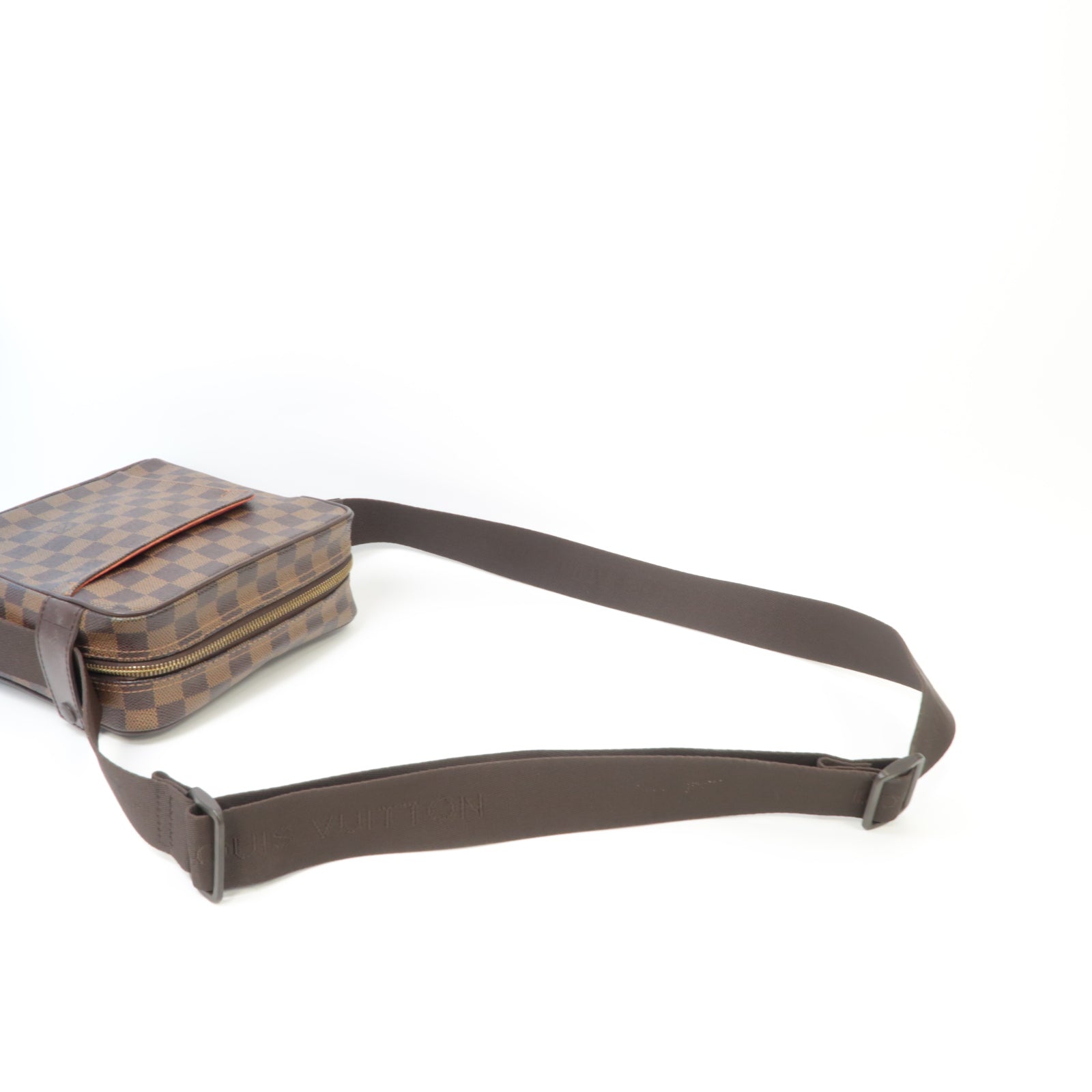 LOUIS VUITTON Damier Olav PM金扣肩背袋棕色
