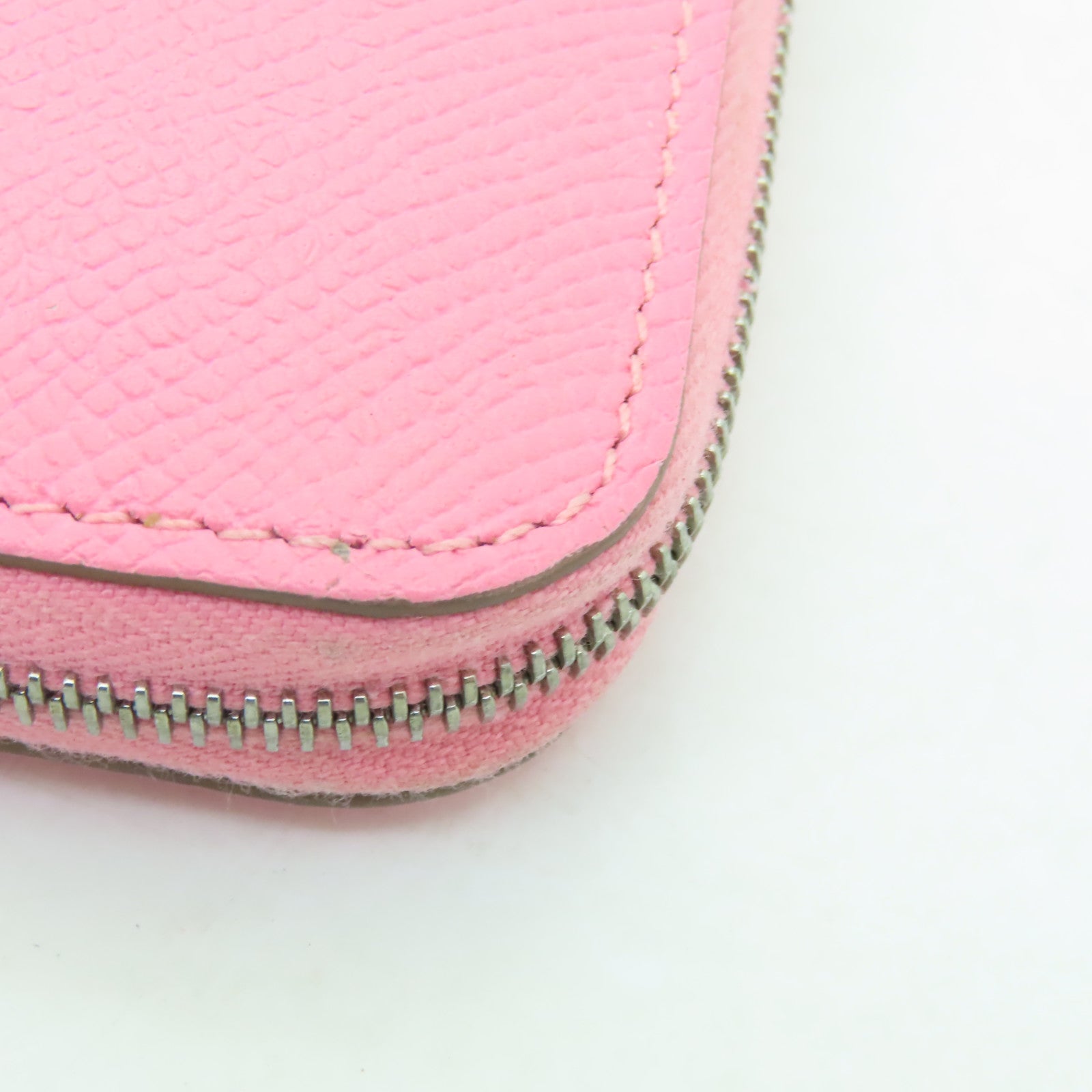 HERMES Epsom皮革Compact Wallet銀扣錢包Rose Sakura粉紅色