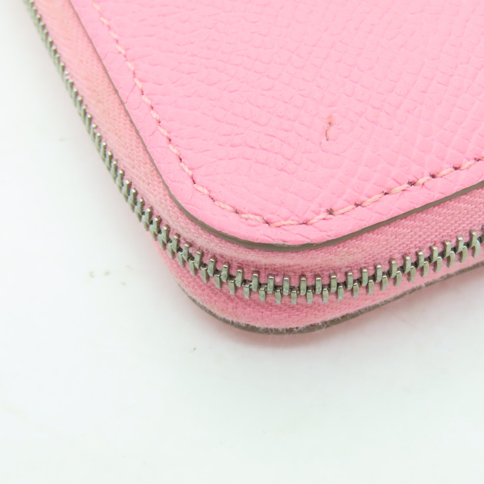HERMES Epsom皮革Compact Wallet銀扣錢包Rose Sakura粉紅色