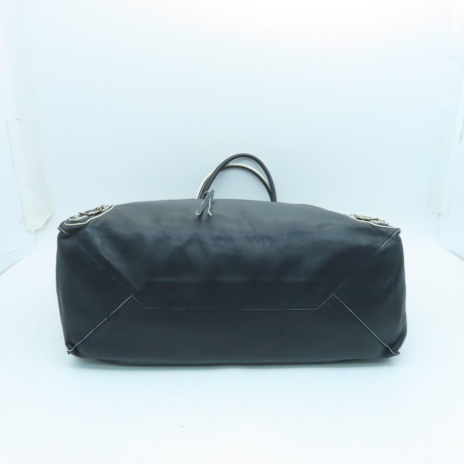 BALENCIAGA Sheepskin Leather Papier A4 Tote Gold Buckle Handle Shoulder Backpack Black