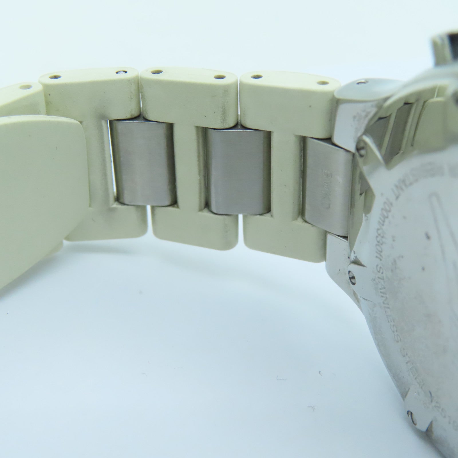 CARTIER 不锈钢/橡胶带手表石英机芯白色