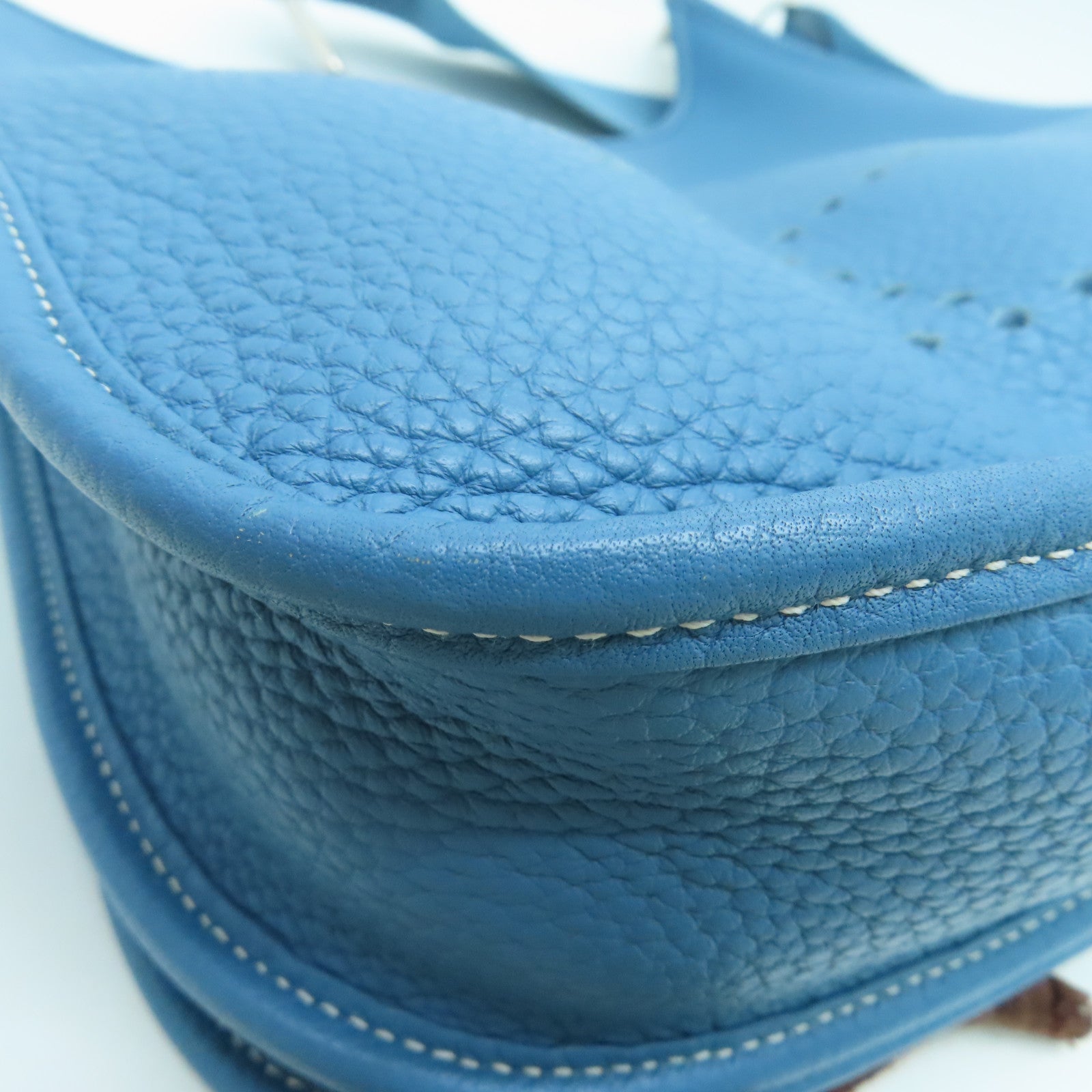 HERMES Clemence皮革Evelyne PM Shoulder Bag銀扣肩背袋藍色