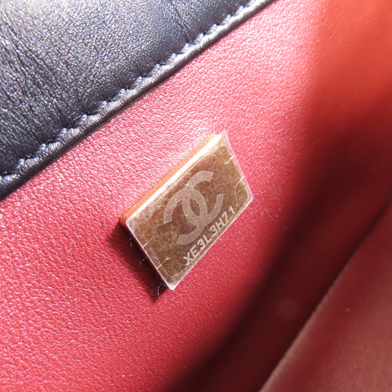 CHANEL 菱格牛皮皮革Chain Shoulder Bag金扣鏈帶肩背袋黑色
