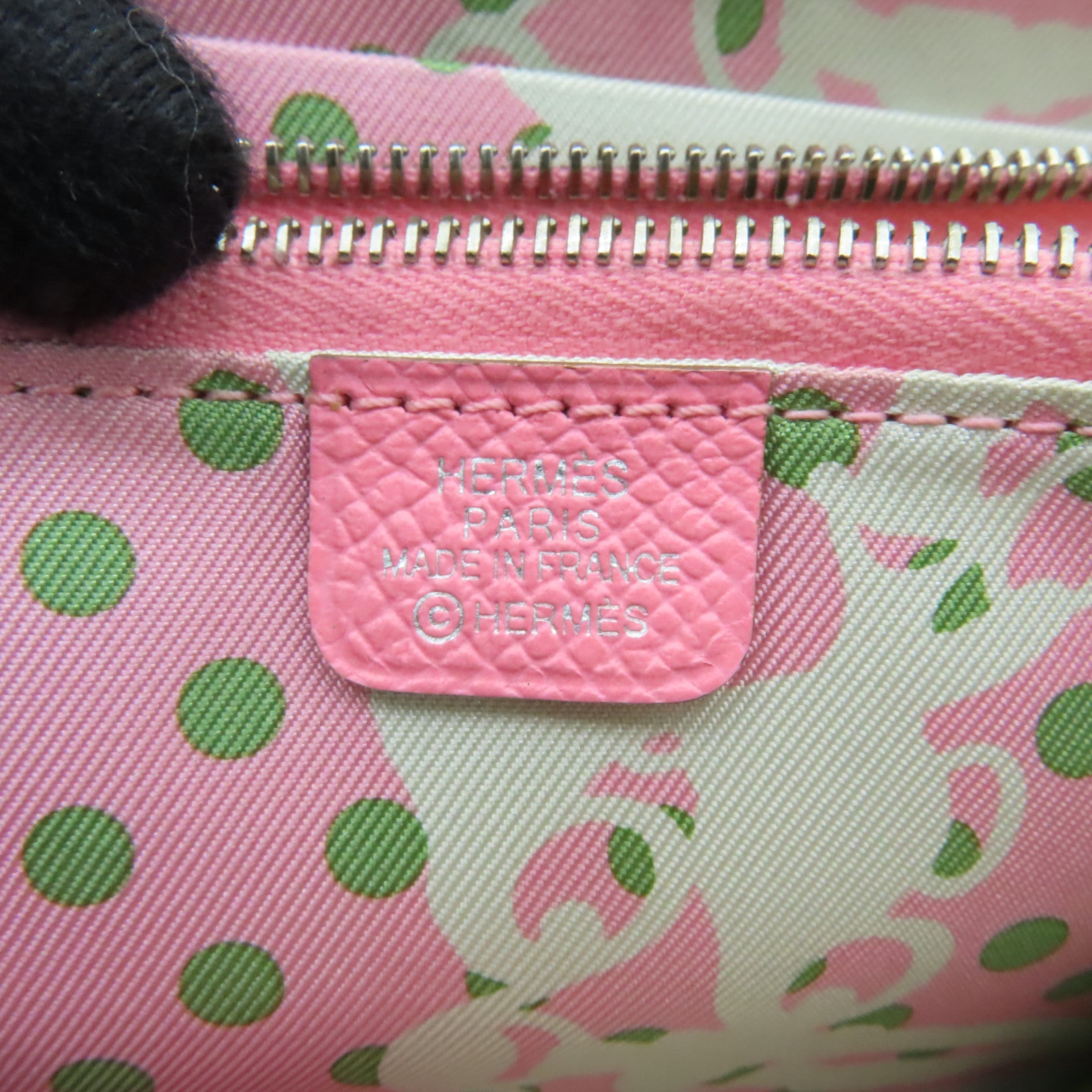 HERMES Epsom皮革Compact Wallet銀扣錢包Rose Sakura粉紅色