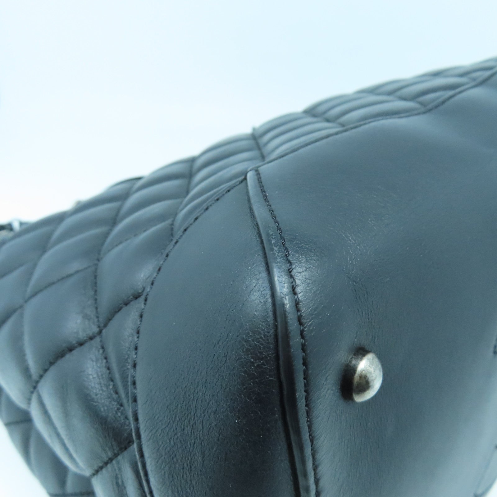 CHANEL 菱格牛皮皮革Chain Shoulder手挽肩背兩用袋黑色
