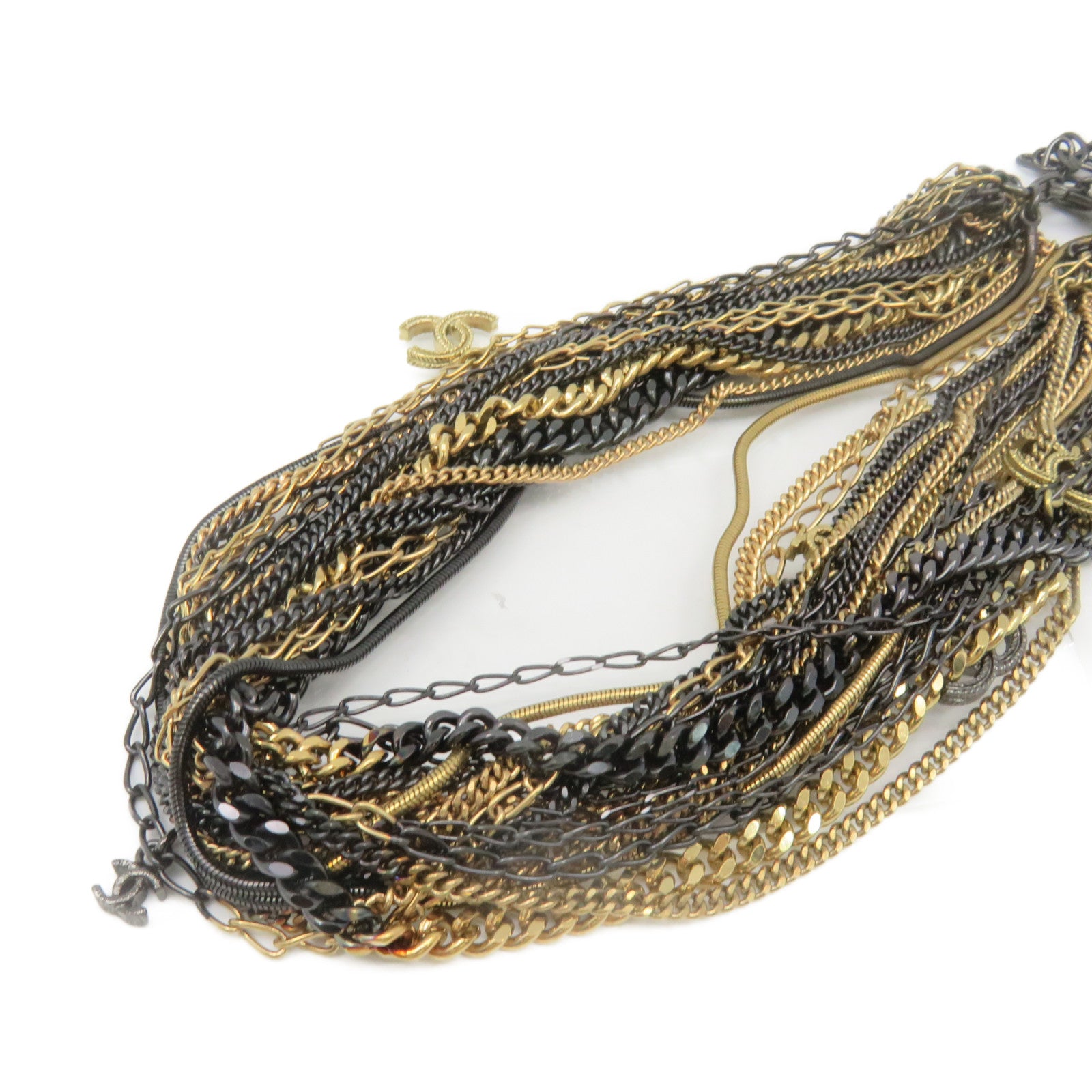CHANEL Metal Necklace Black/Gold