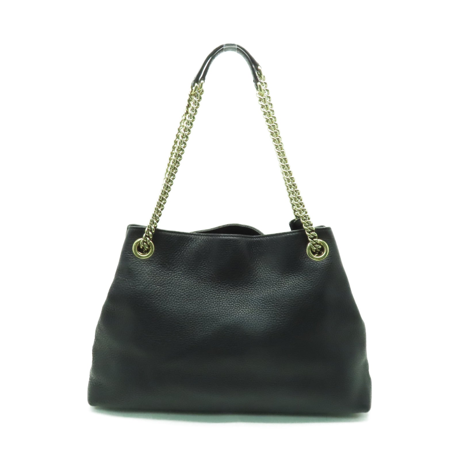 GUCCI 牛皮皮革Chain Shoulder Bag金扣鏈帶肩背袋黒色