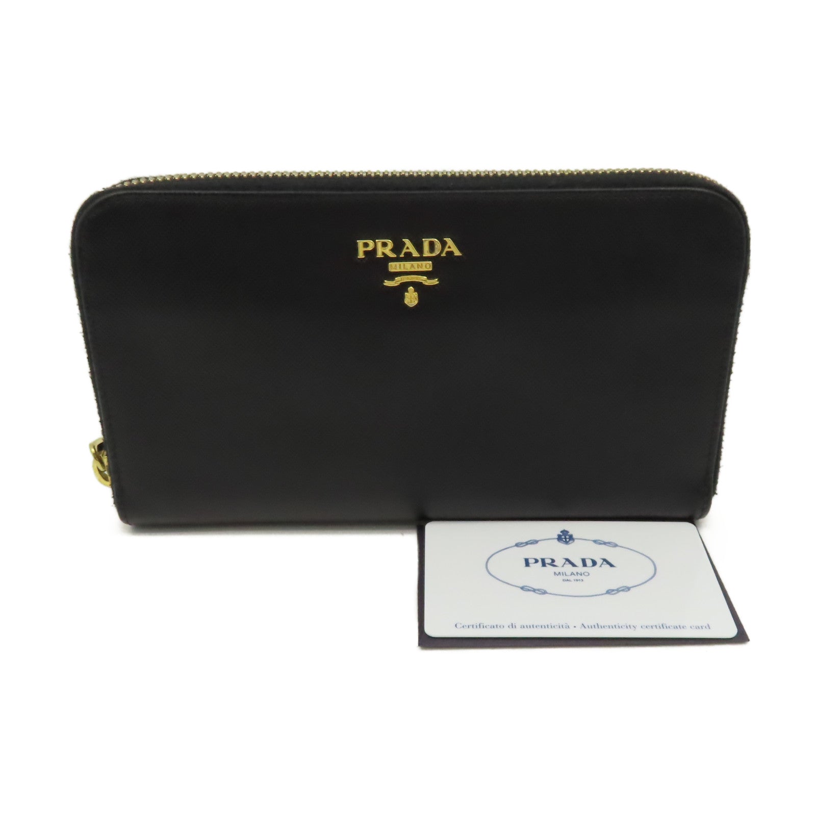 PRADA Saffiano皮革Zipper Long Wallet拉鏈長錢包黑色