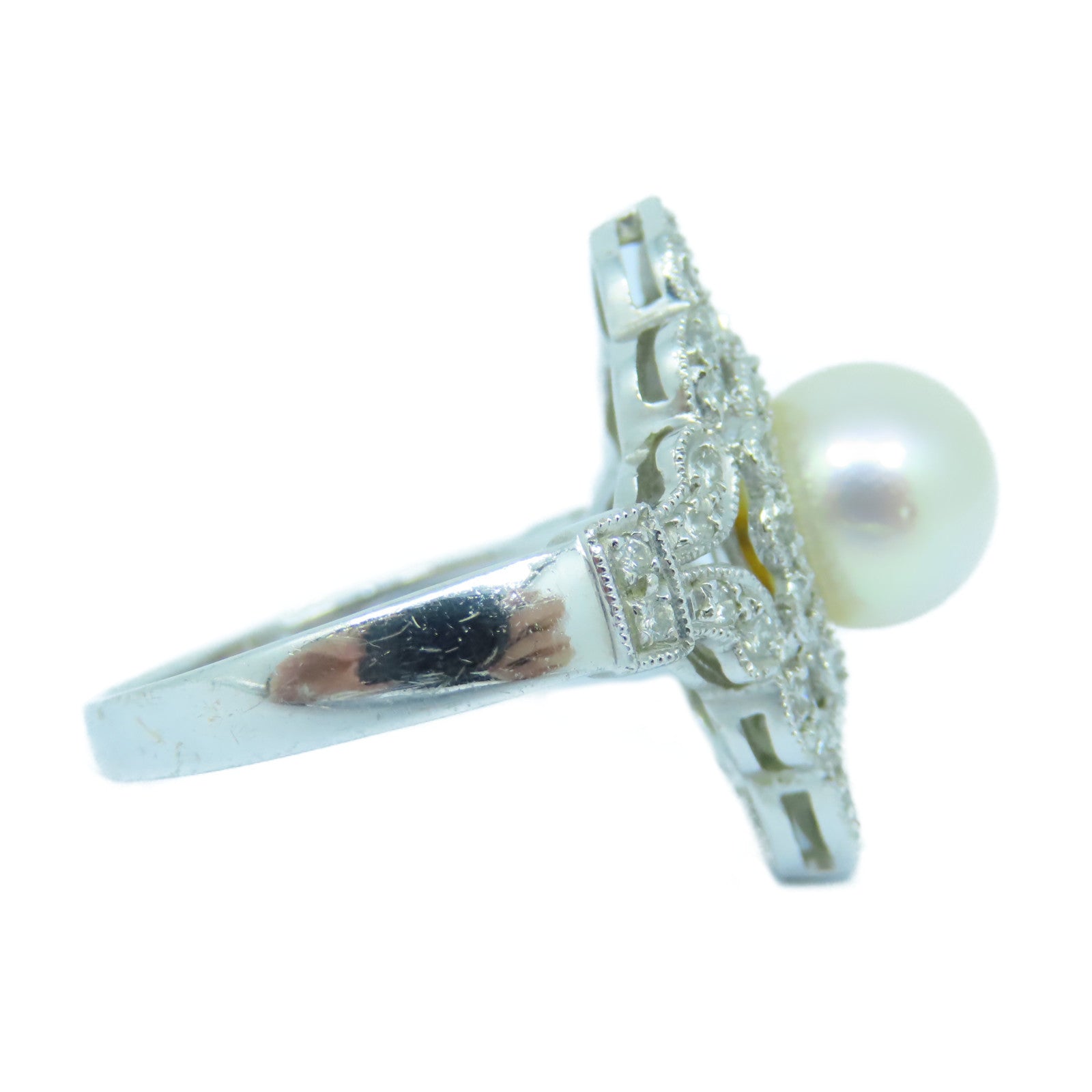 JEWELRY 18K白金Pearl Diamond Ring珍珠/鑽石戒指US#6.25