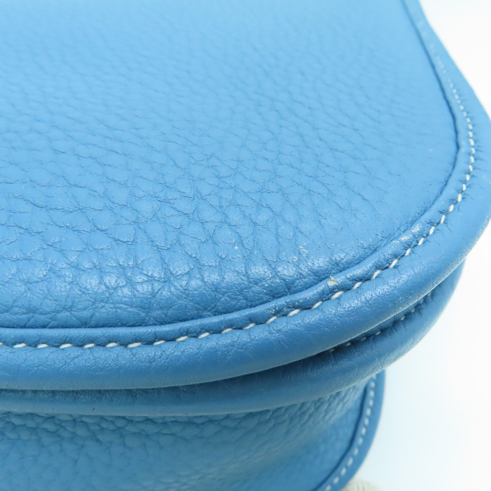 HERMES Clemence皮革Evelyne PM Shoulder Bag銀扣肩背袋藍色