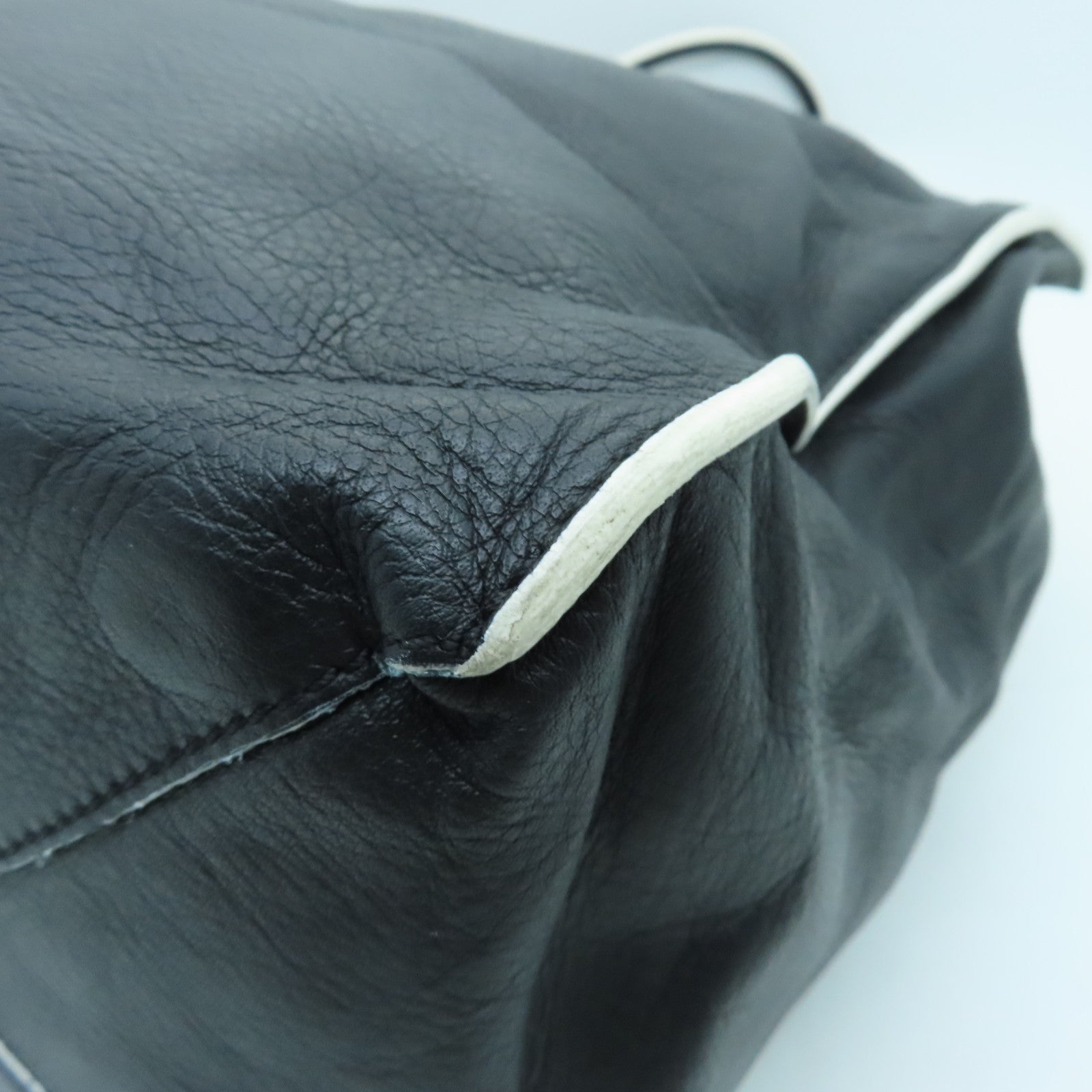 BALENCIAGA Sheepskin Leather Papier A4 Tote Gold Buckle Handle Shoulder Backpack Black