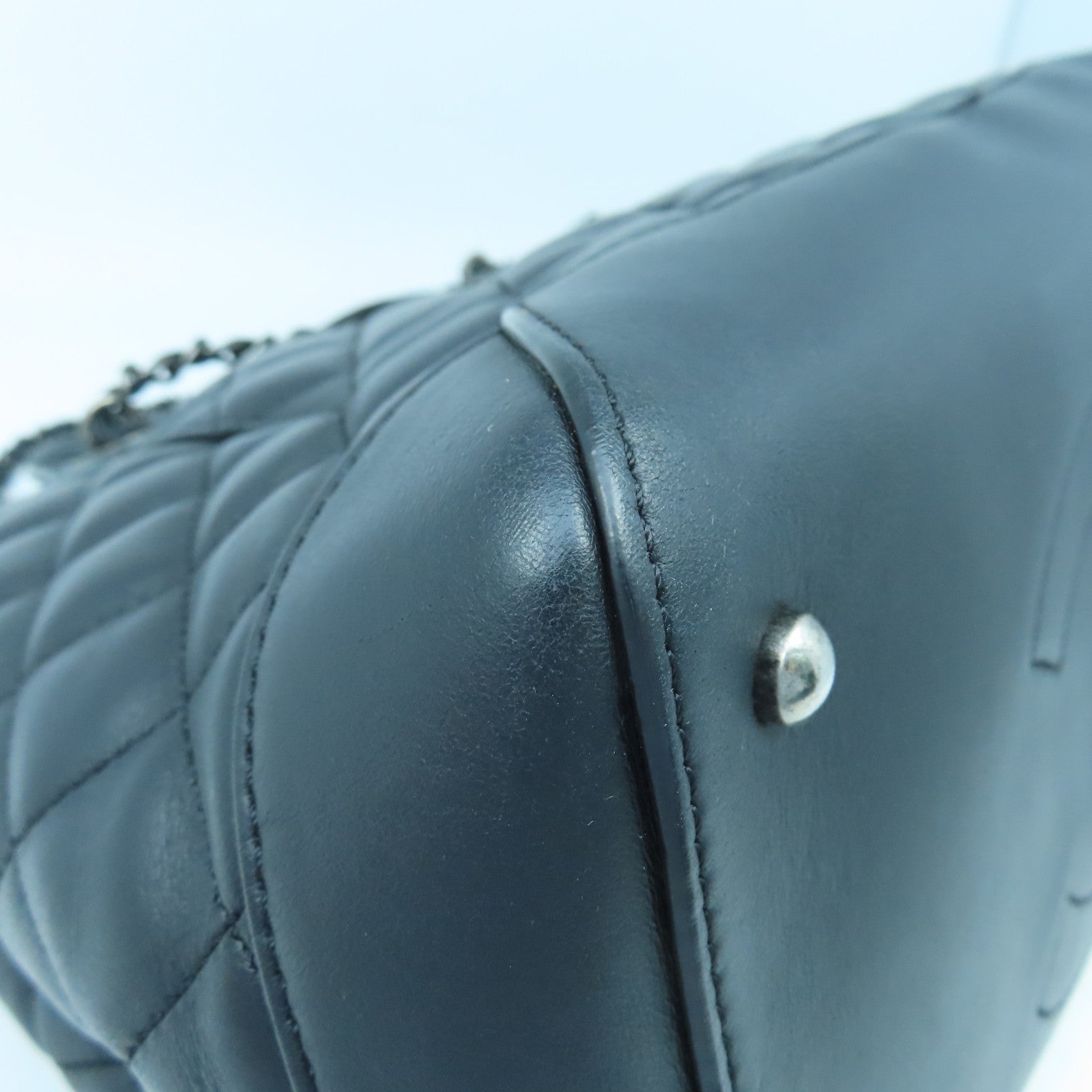 CHANEL 菱格牛皮皮革Chain Shoulder手挽肩背兩用袋黑色