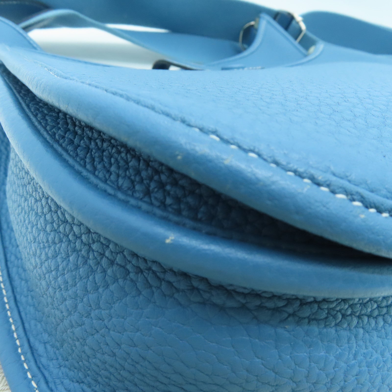 HERMES Clemence皮革Evelyne PM Shoulder Bag銀扣肩背袋藍色