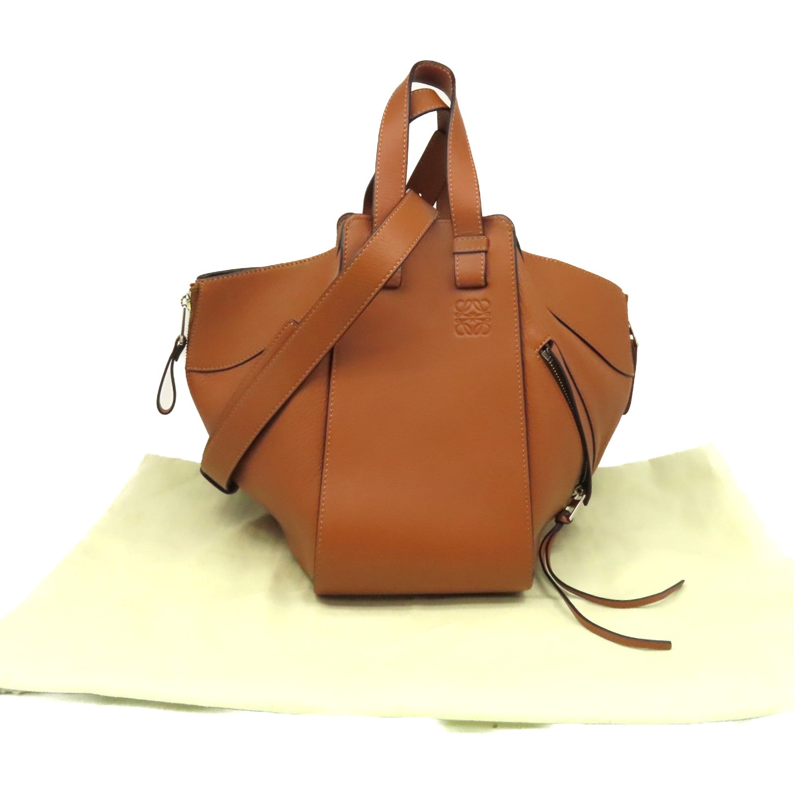 LOEWE 牛皮皮革Hammock Small 2Way Shoulder Bag手挽肩背兩用袋啡色