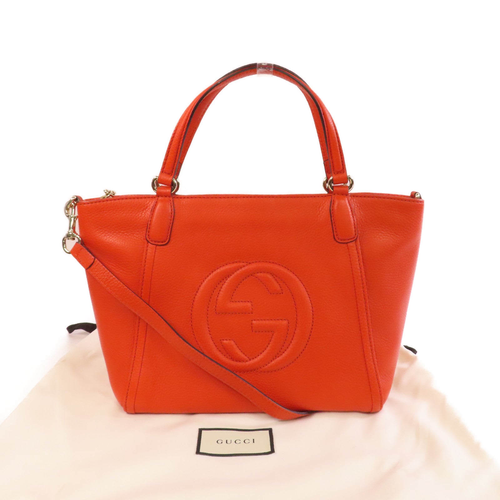 GUCCI 牛皮皮革Soho 2Way Shoulder Bag手挽肩背兩用袋橙色