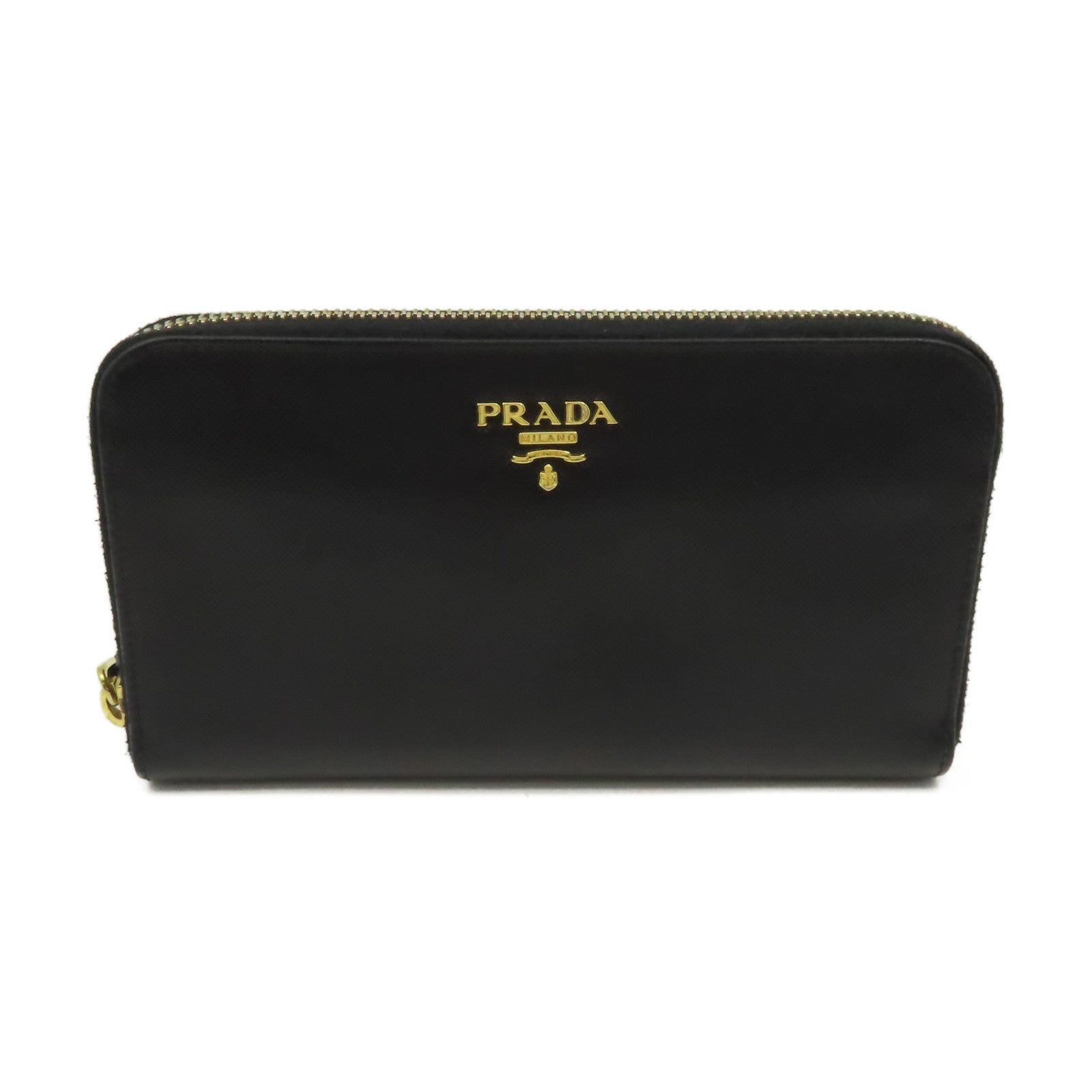 PRADA Saffiano皮革Zipper Long Wallet拉鏈長錢包黑色