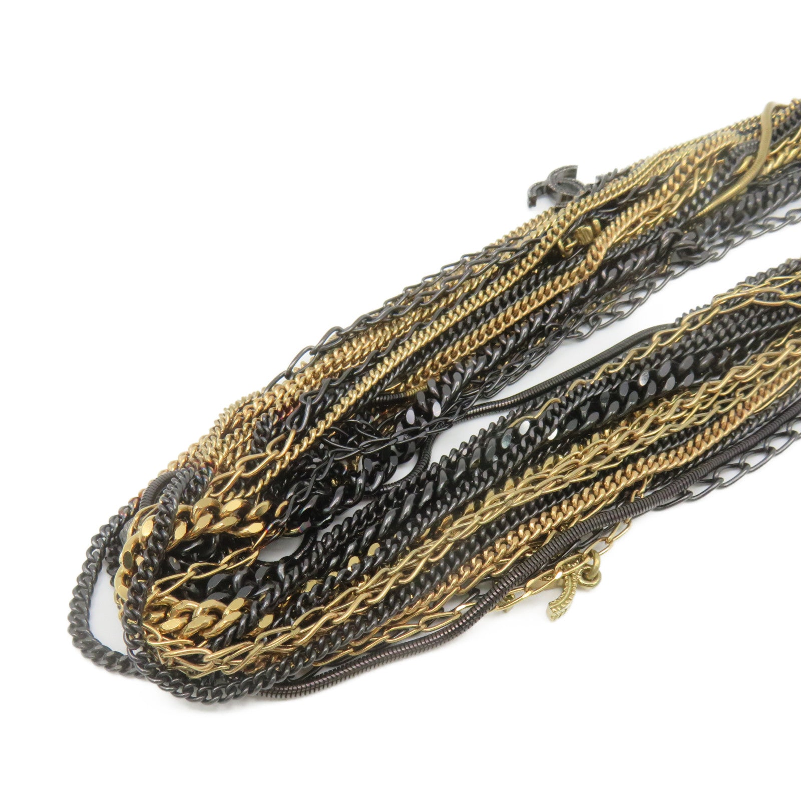 CHANEL Metal Necklace Black/Gold