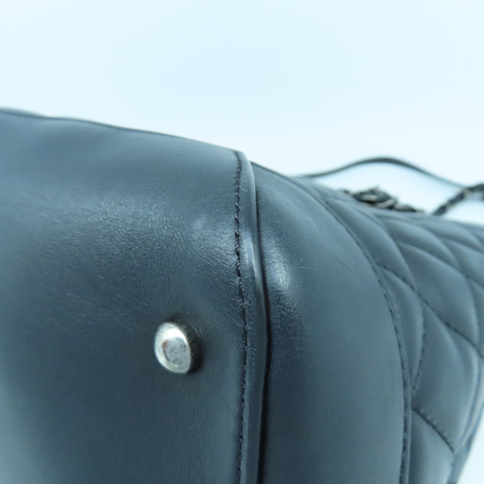 CHANEL 菱格牛皮皮革Chain Shoulder手挽肩背兩用袋黑色