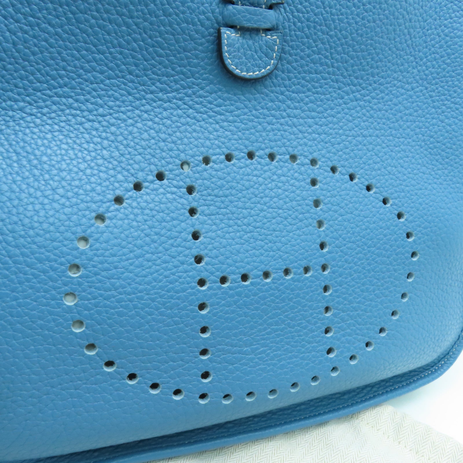 HERMES Clemence皮革Evelyne PM Shoulder Bag銀扣肩背袋藍色