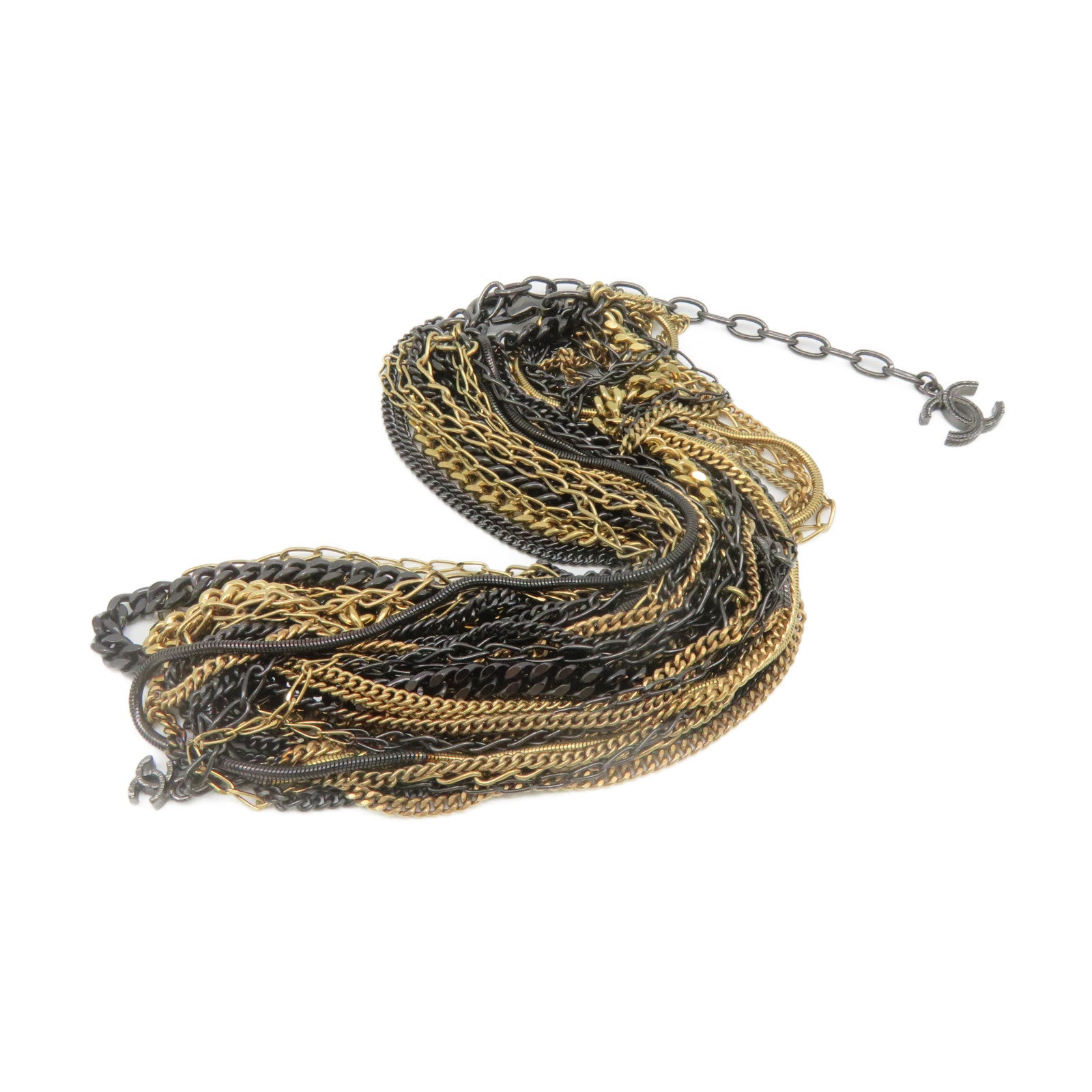 CHANEL Metal Necklace Black/Gold