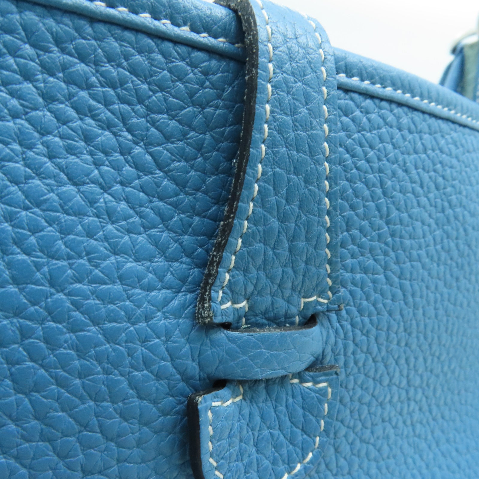 HERMES Clemence皮革Evelyne PM Shoulder Bag銀扣肩背袋藍色