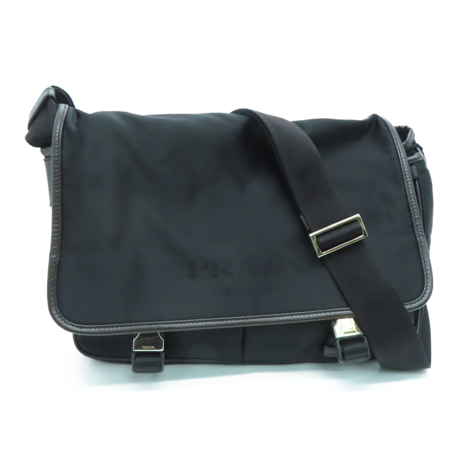PRADA 尼龍Shoulder Bag銀色肩背袋黑色
