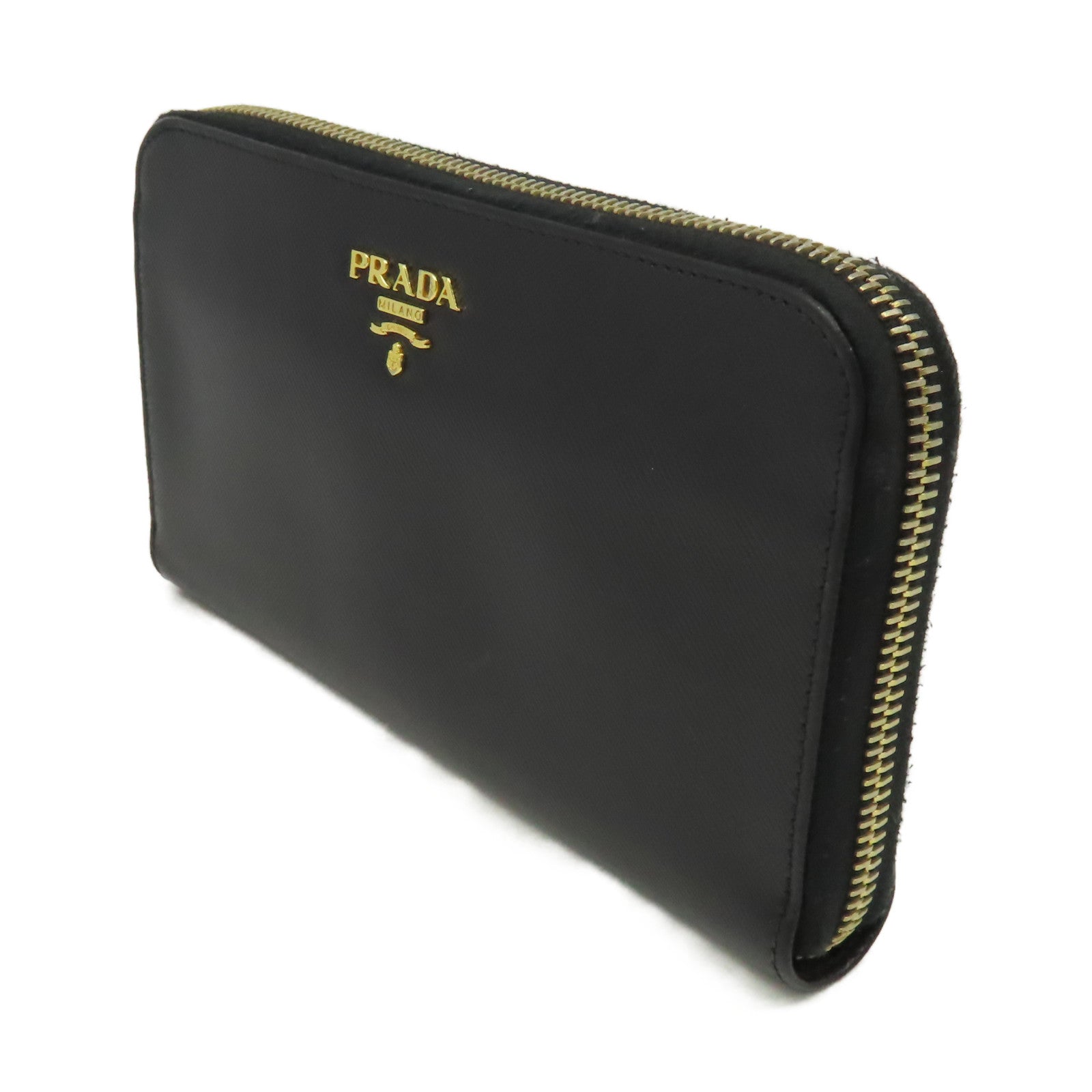 PRADA Saffiano皮革Zipper Long Wallet拉鏈長錢包黑色