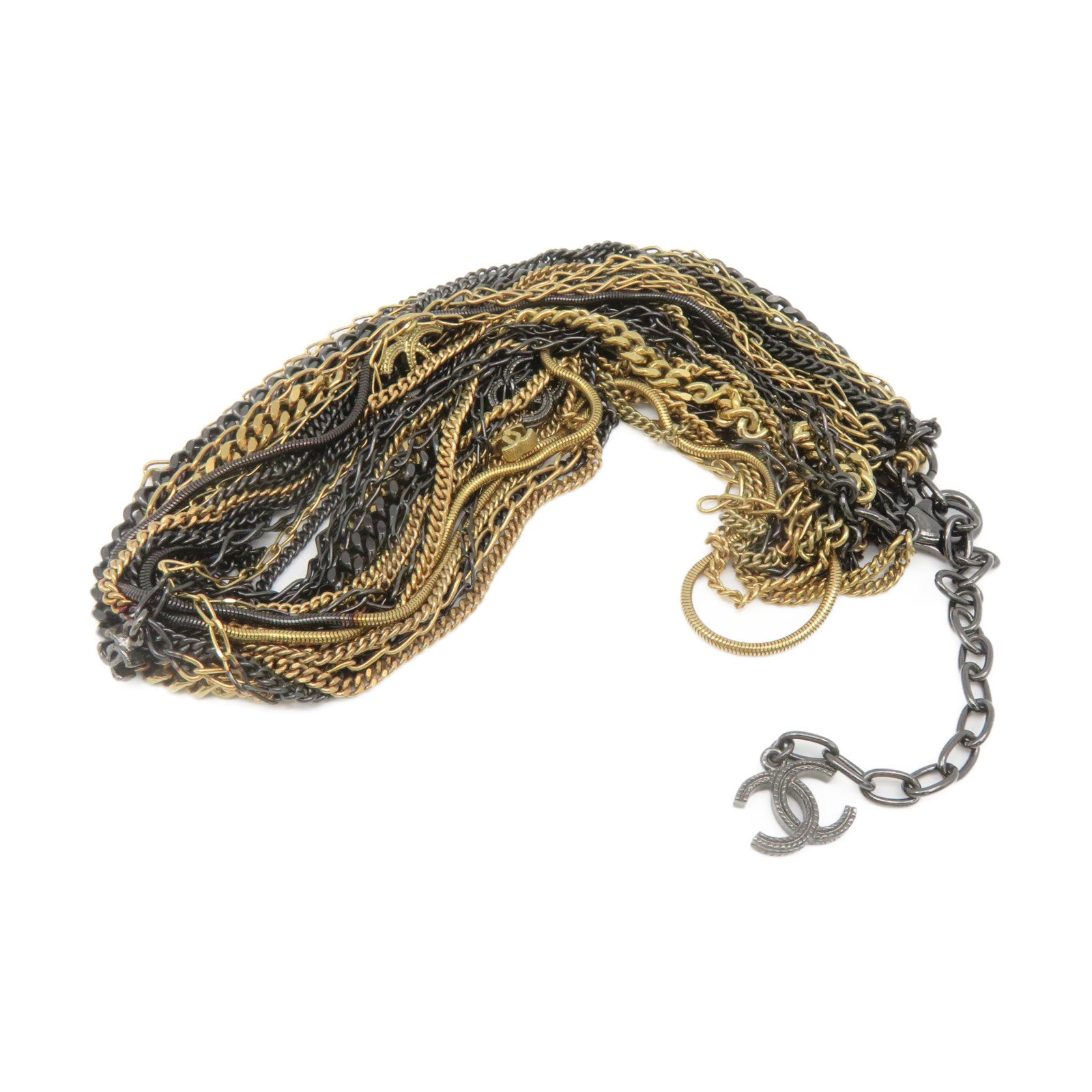 CHANEL Metal Necklace Black/Gold