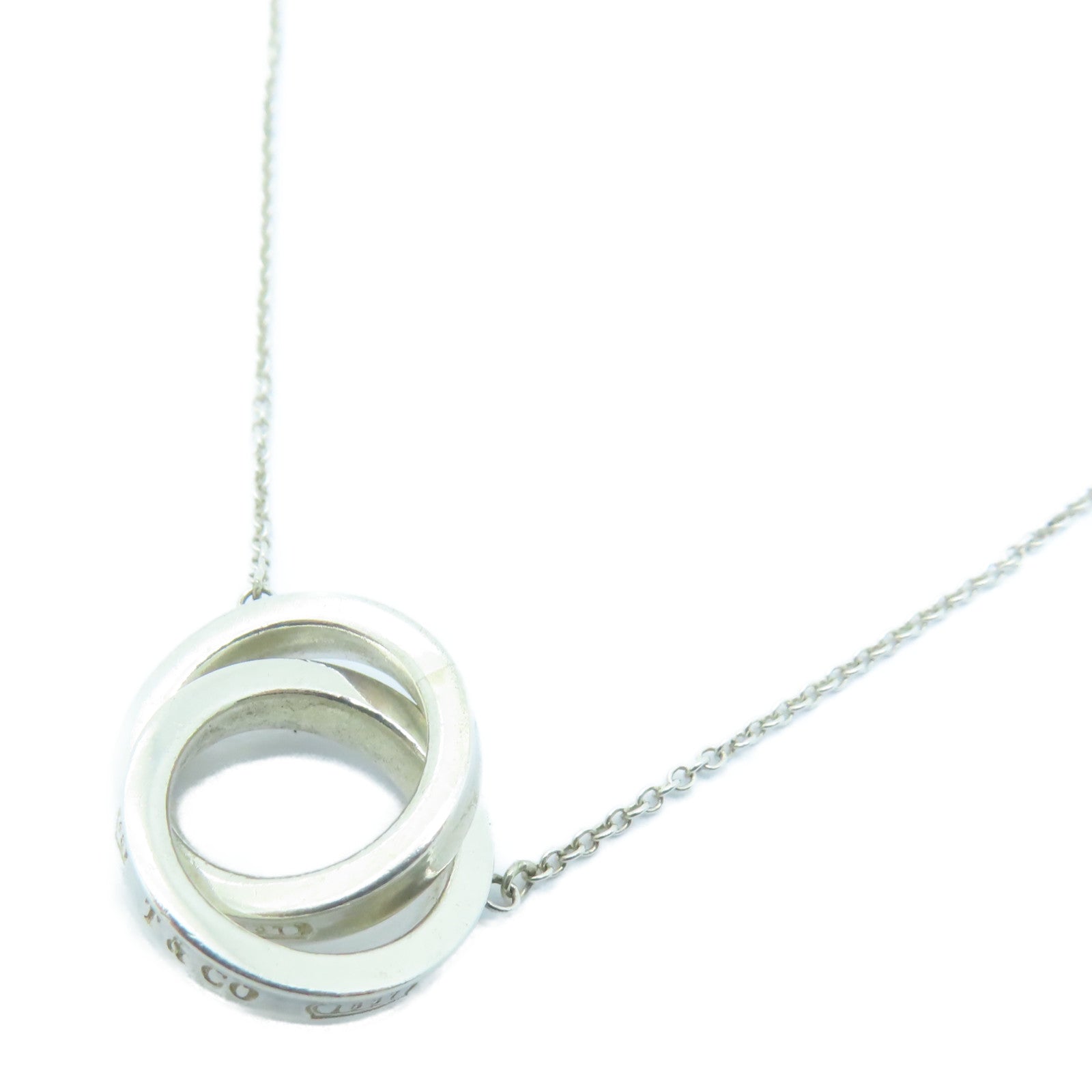 TIFFANY＆CO 925純銀Interlocking Circles Pendant Necklace項鍊銀色