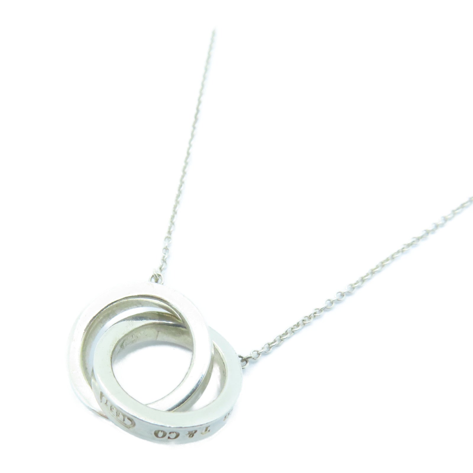 TIFFANY＆CO 925純銀Interlocking Circles Pendant Necklace項鍊銀色