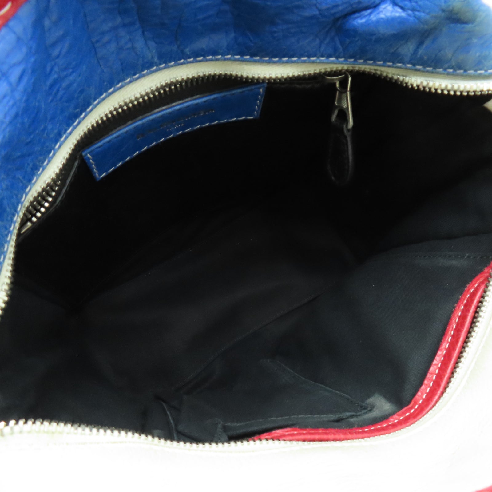 BALENCIAGA 【激減優惠】牛皮皮革Bazar銀扣手挽肩背兩用袋紅色/白色/藍色