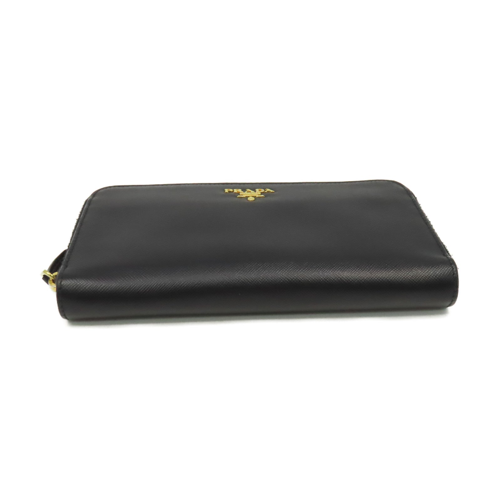 PRADA Saffiano皮革Zipper Long Wallet拉鏈長錢包黑色