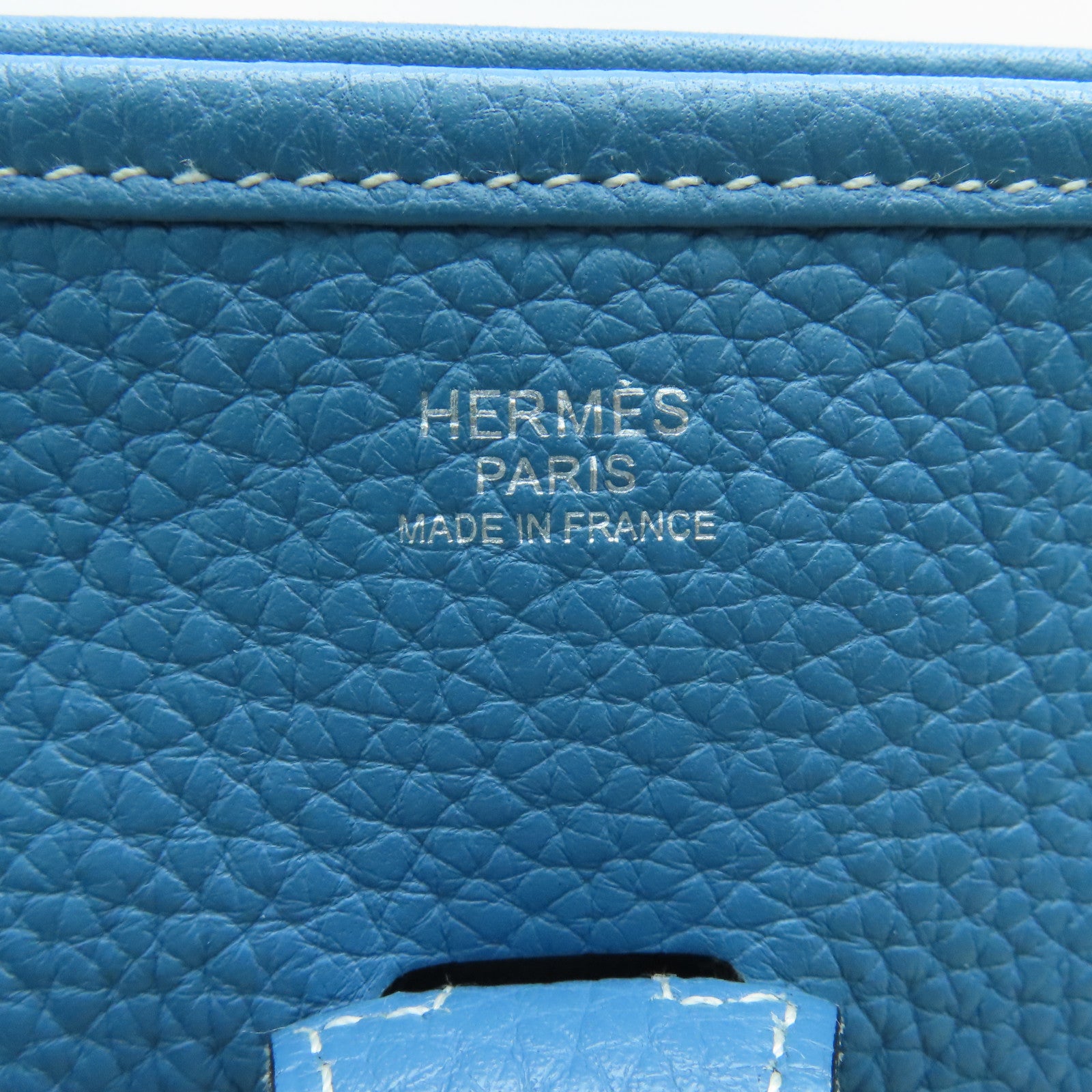 HERMES Clemence皮革Evelyne PM Shoulder Bag銀扣肩背袋藍色