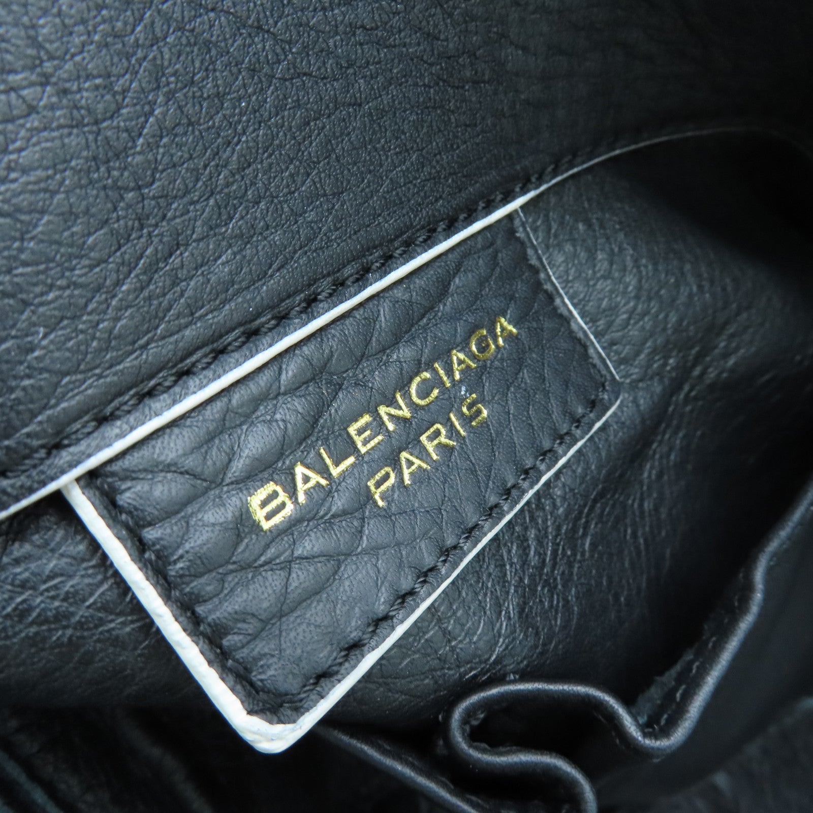 BALENCIAGA Sheepskin Leather Papier A4 Tote Gold Buckle Handle Shoulder Backpack Black