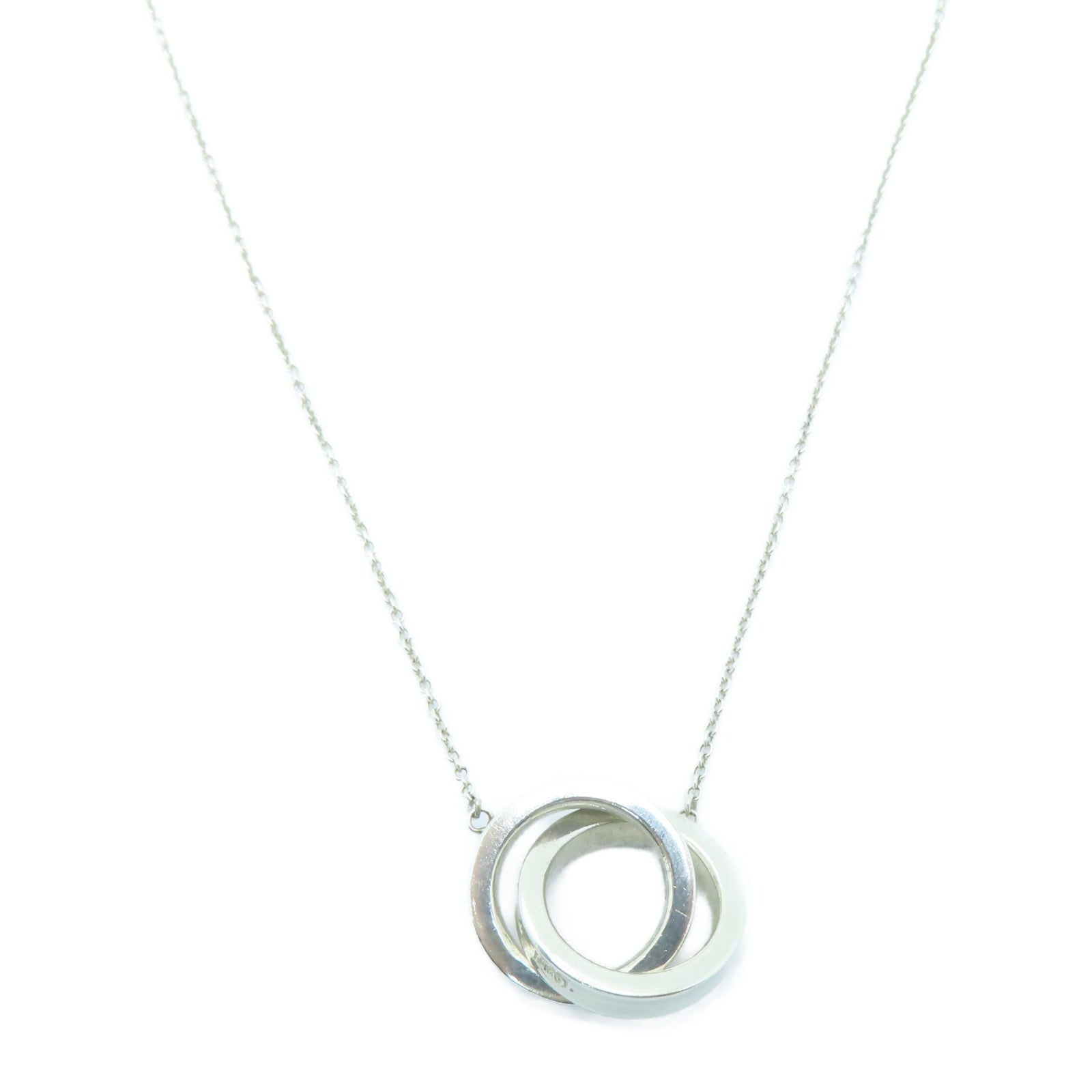 TIFFANY＆CO 925純銀Interlocking Circles Pendant Necklace項鍊銀色