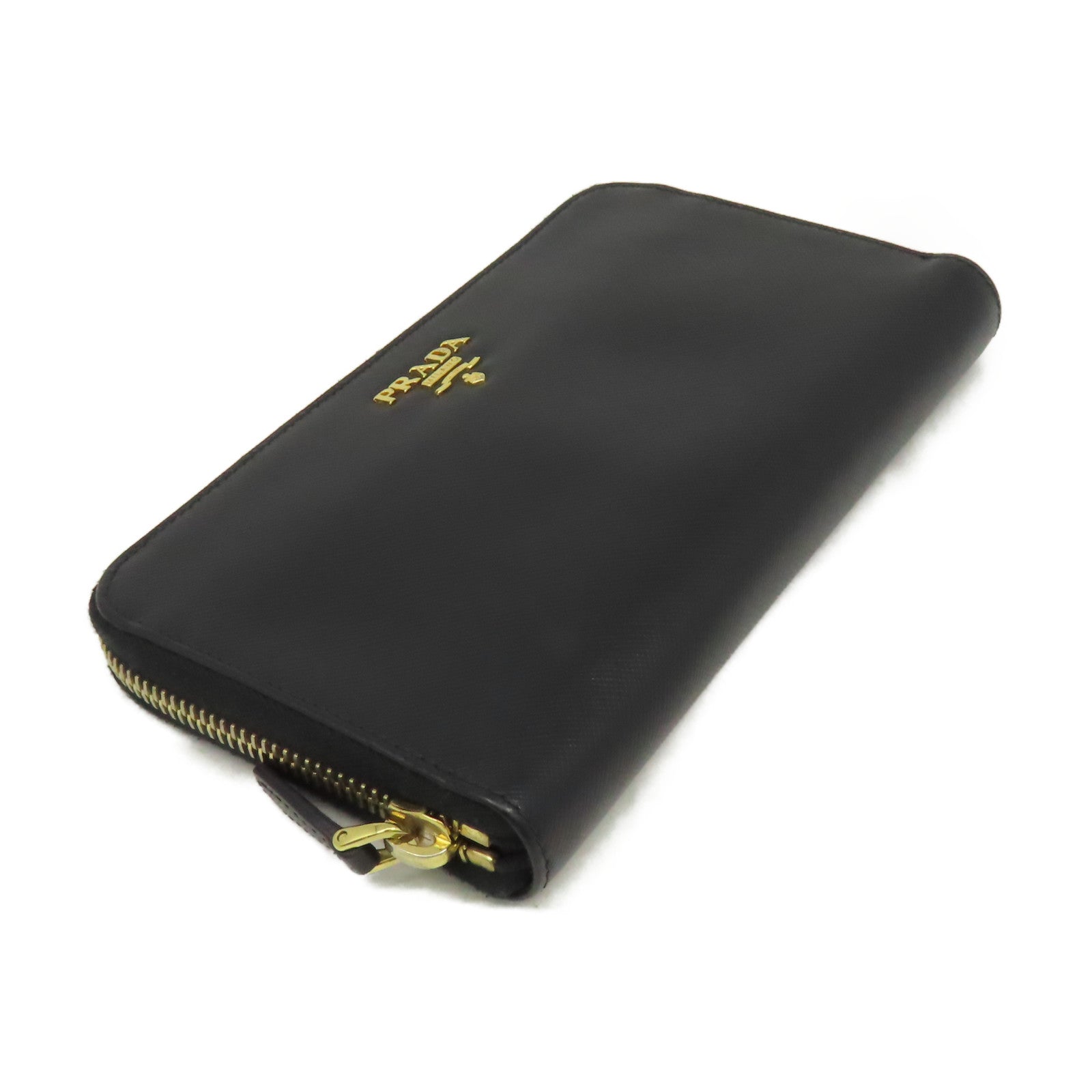 PRADA Saffiano皮革Zipper Long Wallet拉鏈長錢包黑色