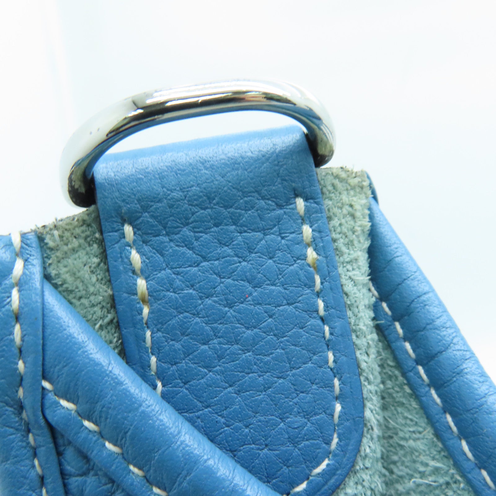 HERMES Clemence皮革Evelyne PM Shoulder Bag銀扣肩背袋藍色