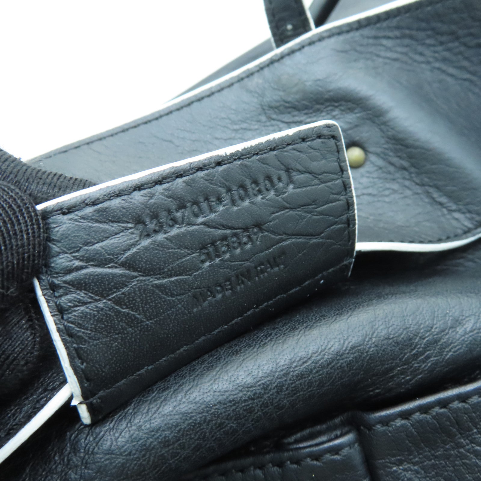 BALENCIAGA Sheepskin Leather Papier A4 Tote Gold Buckle Handle Shoulder Backpack Black
