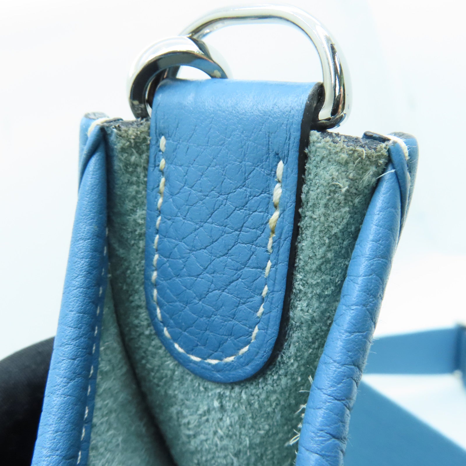 HERMES Clemence皮革Evelyne PM Shoulder Bag銀扣肩背袋藍色