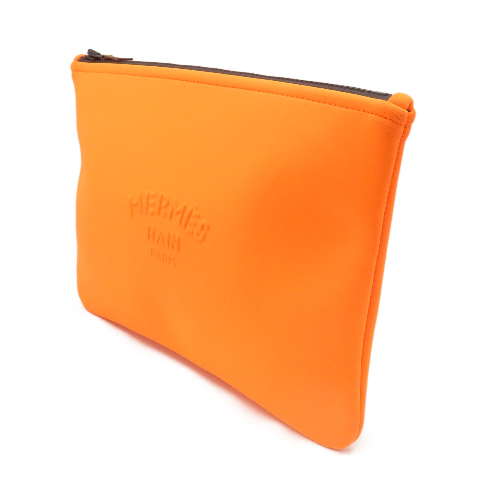 HERMES Canvas Pouch Clutch Orange