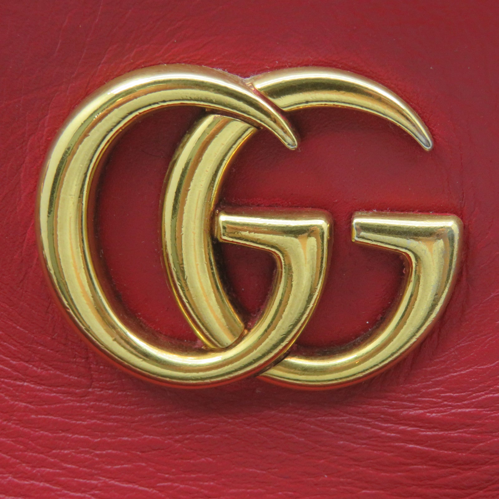 GUCCI 牛皮皮革GG Marmot Chain Shoulder Bag鏈帶肩背袋紅色